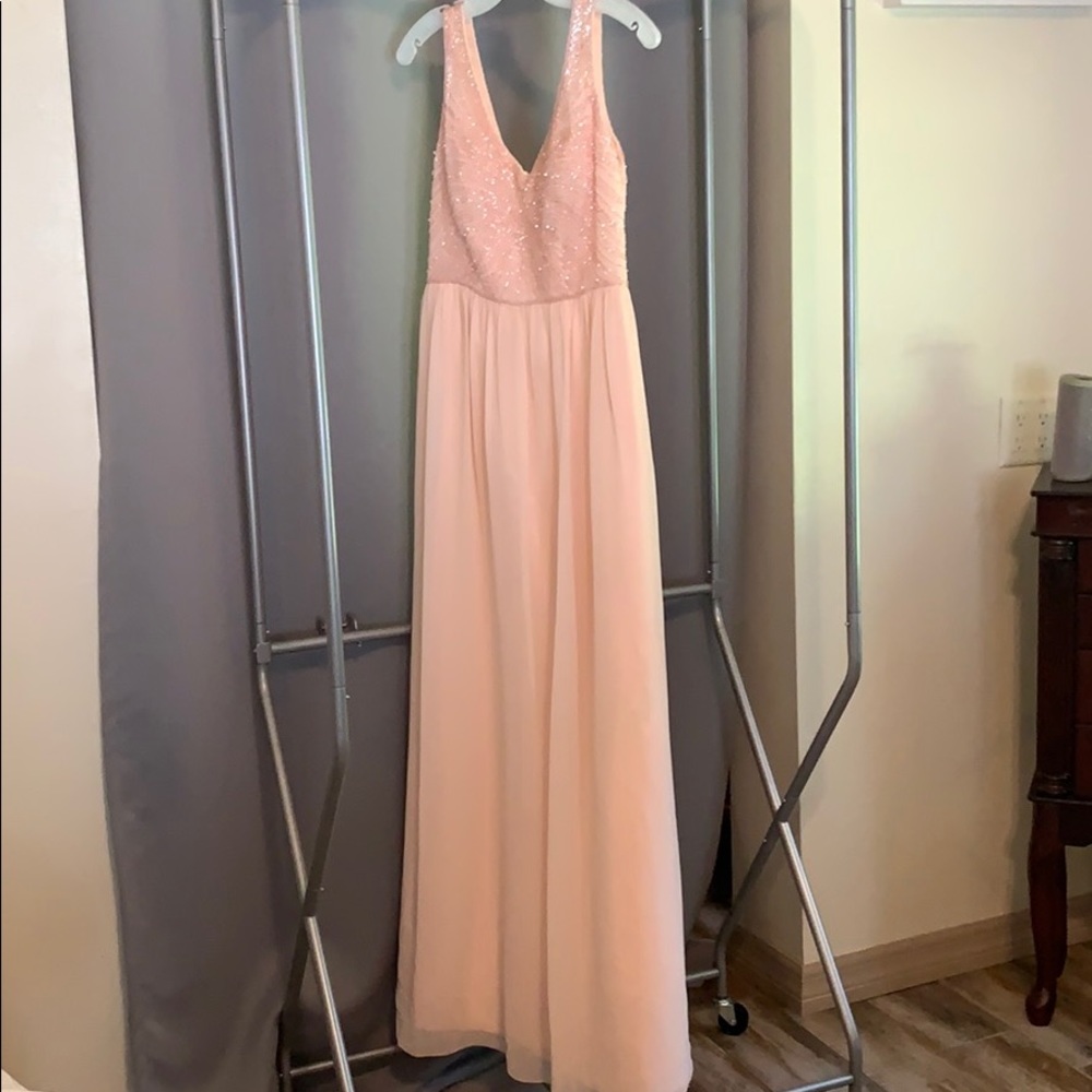 David’s bridal petal pink bridesmaid dress